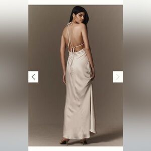 Anthropologie BHLDN Saylor Cowl-Neck Satin Maxi Dress